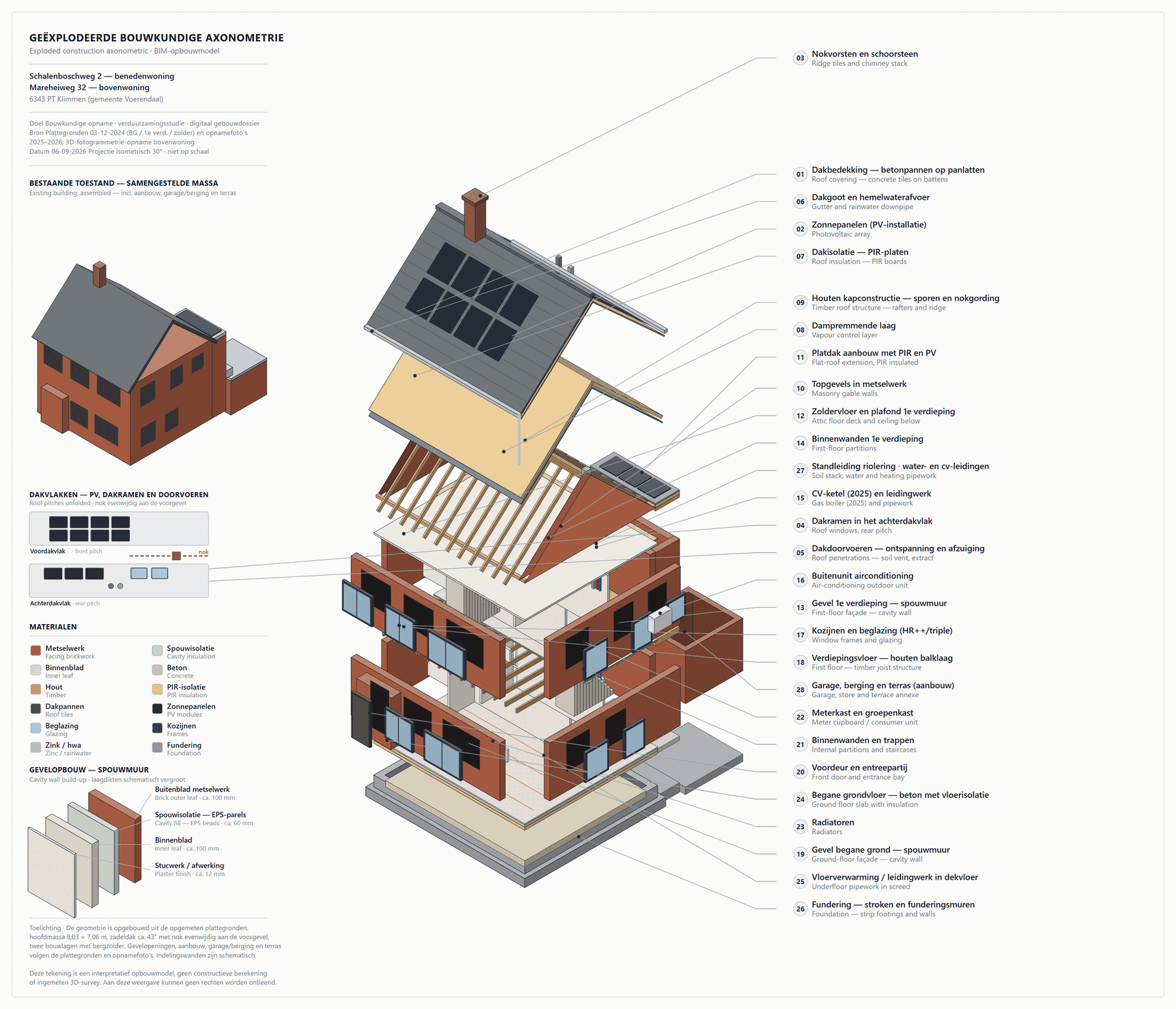 Geëxplodeerde bouwkundige axonometrie - concept